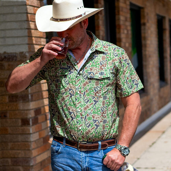 Whiskey Camo Performance Pearl Snap Shirt