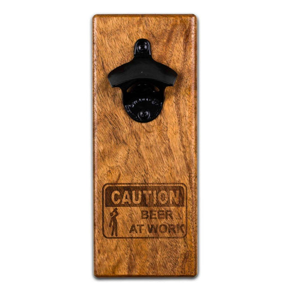 Magnetic Bottle Opener - Wall Mount - Mahogany