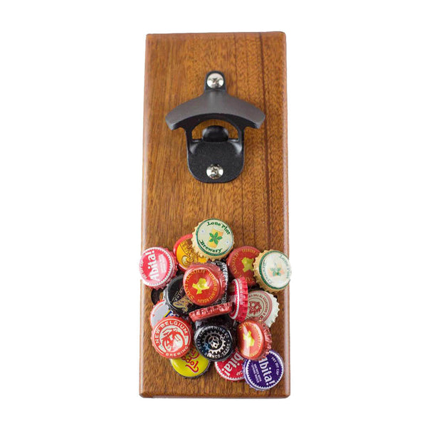Cap n Catch Magnetic Bottle Opener - Custom Design - Mahogany