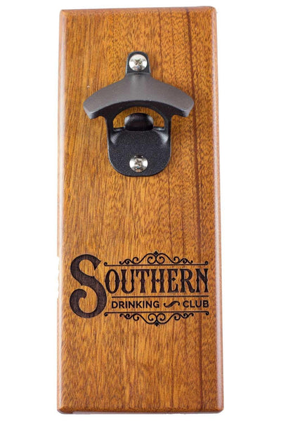 Magnetic Bottle Opener - Wall Mount - Mahogany
