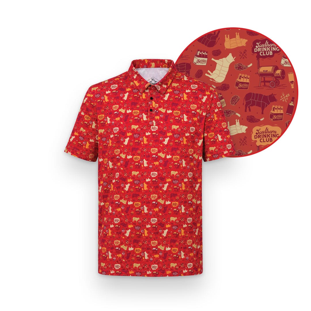 "Low and Slow BBQ"  Performance Polo - Moisture Wicking & 4-Way Stretch