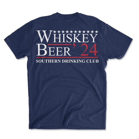 American Whiskey Flag Long Sleeve - Patriotic Drinking Performance Shirt