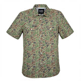 Men's short sleeve performance pearl snap shirt in Whiskey Camo pattern.