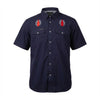 Men's short sleeve performance pearl snap shirt with Whiskey Bottles Embodiered