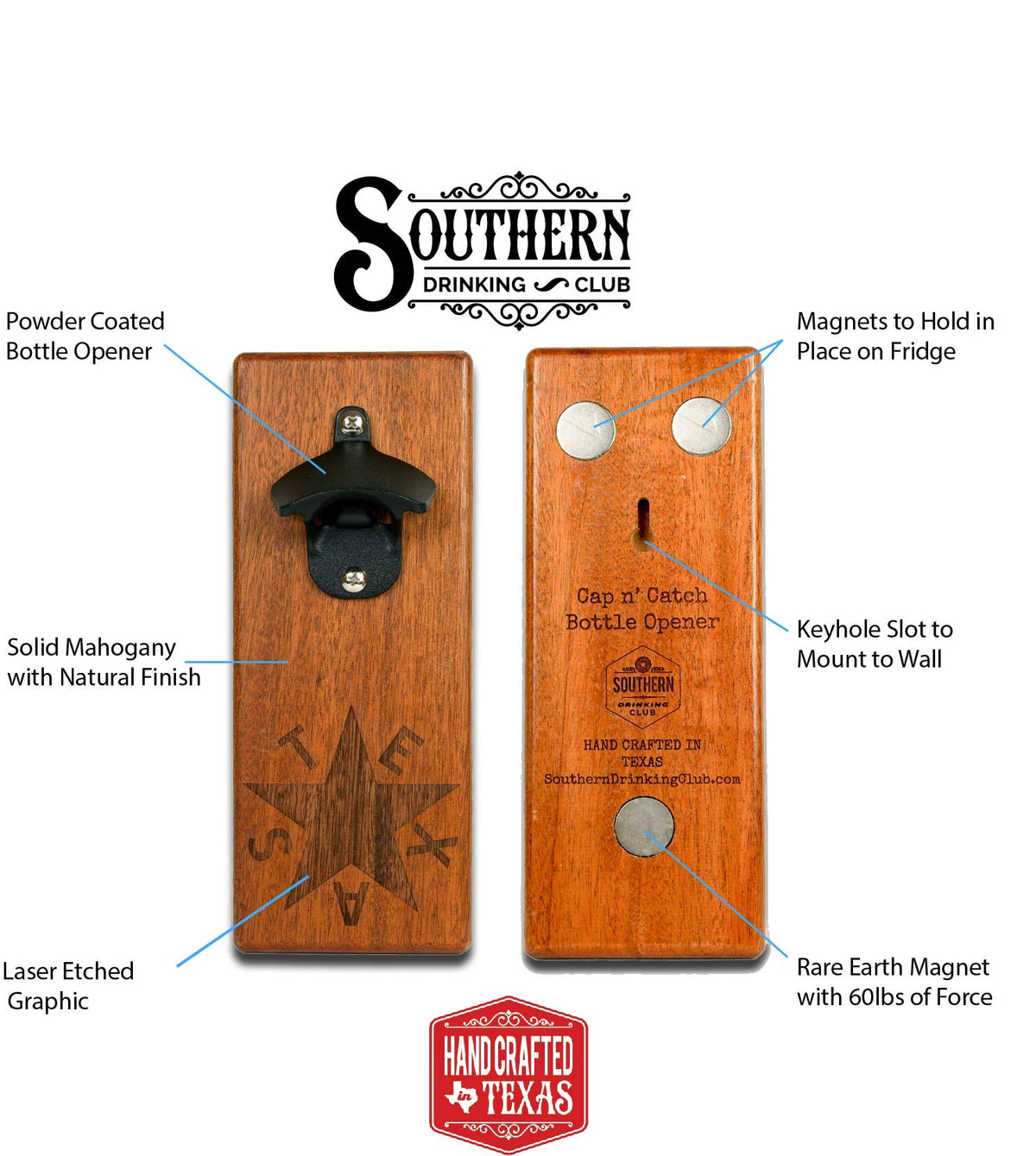 Magnetic Bottle Opener - Fleur de Lis - Mahogany