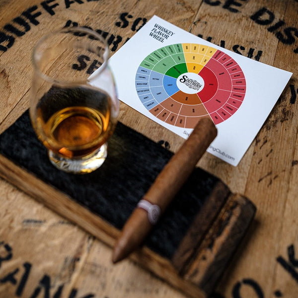 Cigar Holder and Coaster with Whiskey Tasting Glass