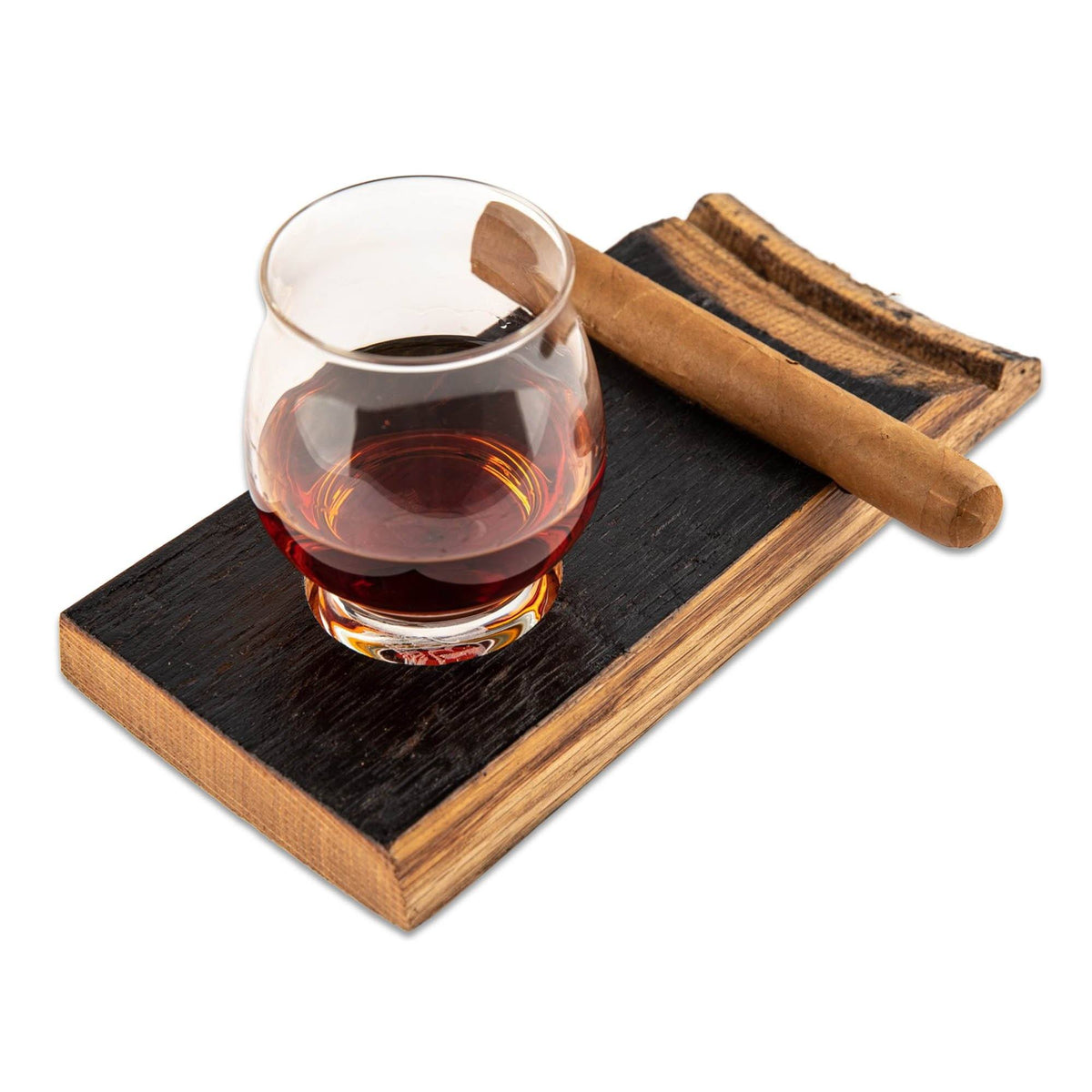 Cigar Holder and Coaster with Whiskey Tasting Glass