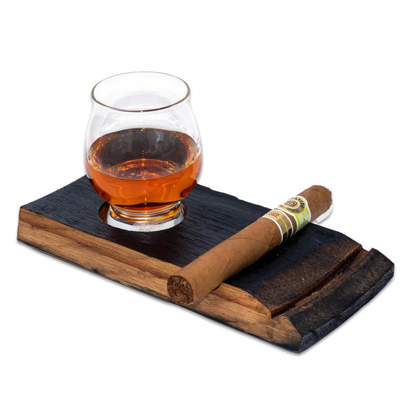 Cigar Holder and Coaster with Whiskey Tasting Glass