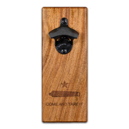 Magnetic Wall Mount Bottle Opener - Don't Tread on Me - Mahogany