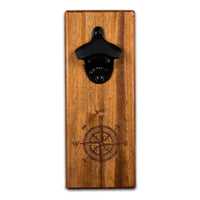 Magnetic Wall Mount Bottle Opener -Compass - Mahogany