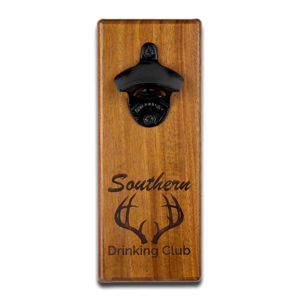 Magnetic Bottle Opener - Wall Mount - Mahogany