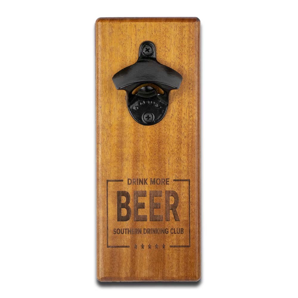 Magnetic Bottle Opener - Wall Mount - Mahogany