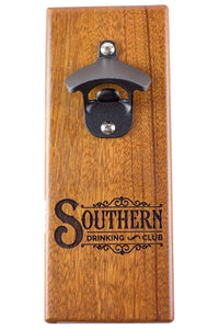 Magnetic Bottle Opener - Wall Mount - Mahogany