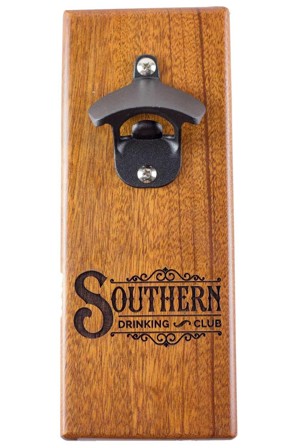 Magnetic Bottle Opener - Wall Mount - Mahogany
