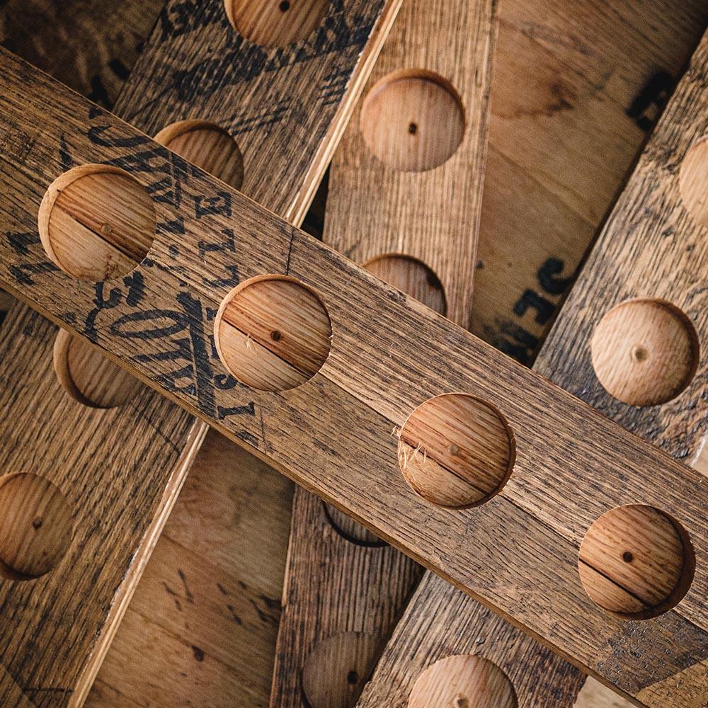 Whiskey Flight Serving Tray - Optional Glencairn Whiskey Tasting Glasses